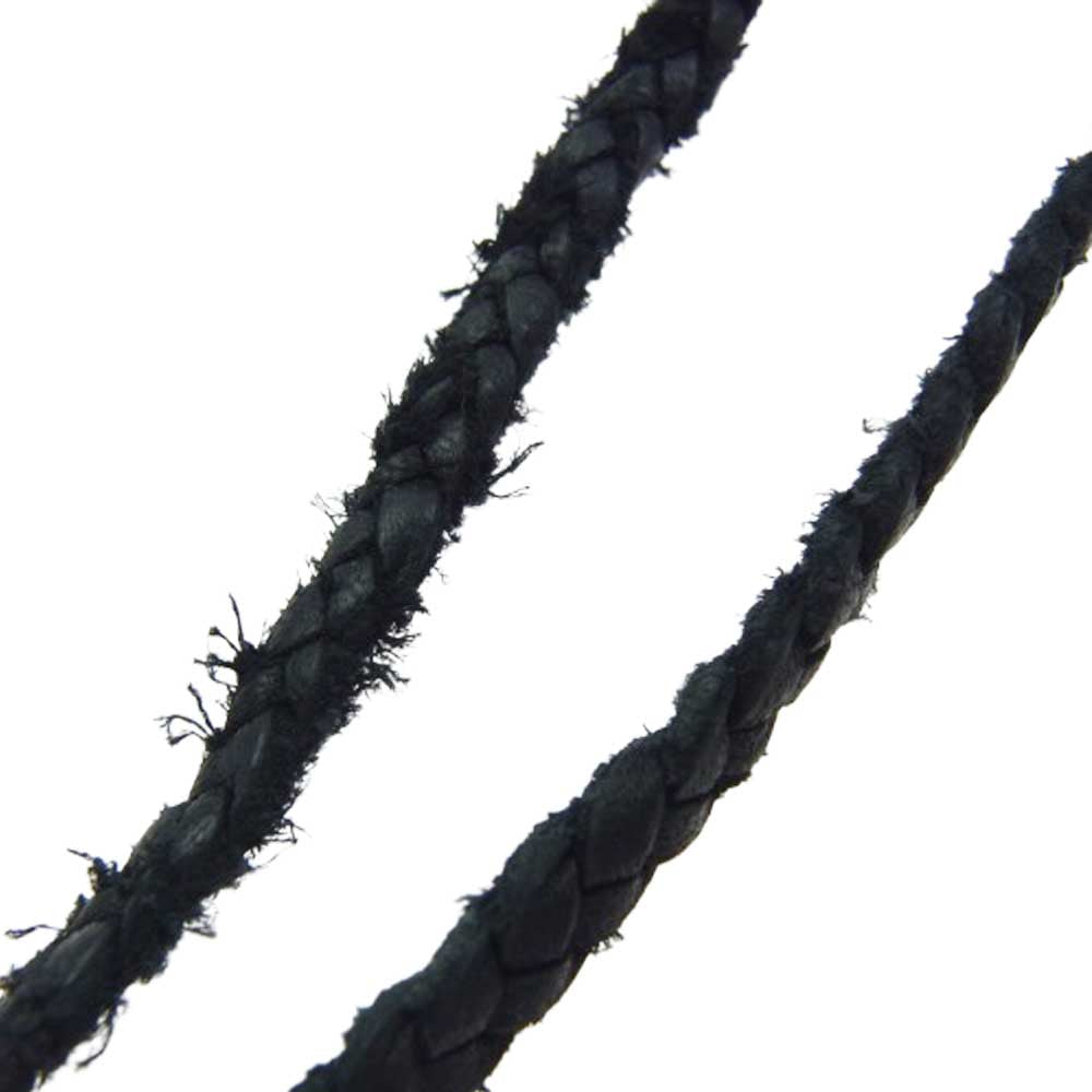 CHROME HEARTS クロムハーツ(原本無) OLD LEATHER BRAID オールド スクロール レザーブレード シルバー ネックレス ブラック系【中古】
