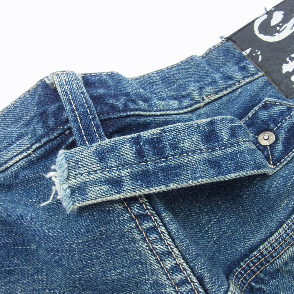 nitraid ナイトレイド ダメージ加工 デニム パンツ シンチベルト ボタンフライ ストレート ジーンズ インディゴブルー系 L【中古】