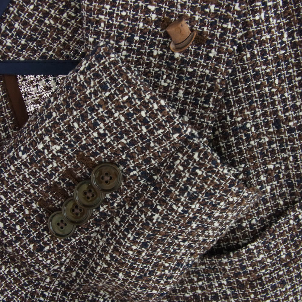 タリアトーレ 1SMC22K 85UEG033 イタリア製 リネン 2B ツイード テーラード ジャケット サイズ44 ブラウン系 44【極上美品】【中古】