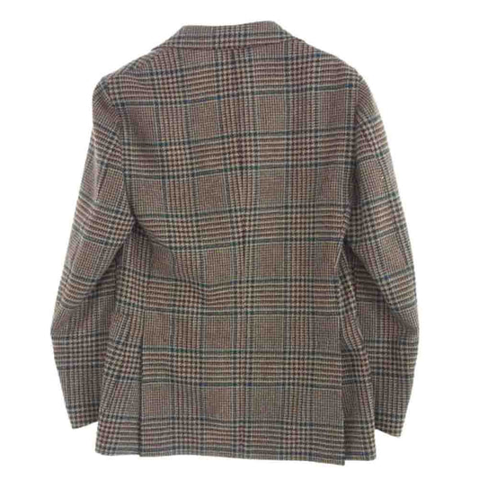 LARDINI ラルディーニ イタリア製 ブートニエール付き チェック テーラード ジャケット サイズ42 ブラウン系 42【極上美品】【中古】