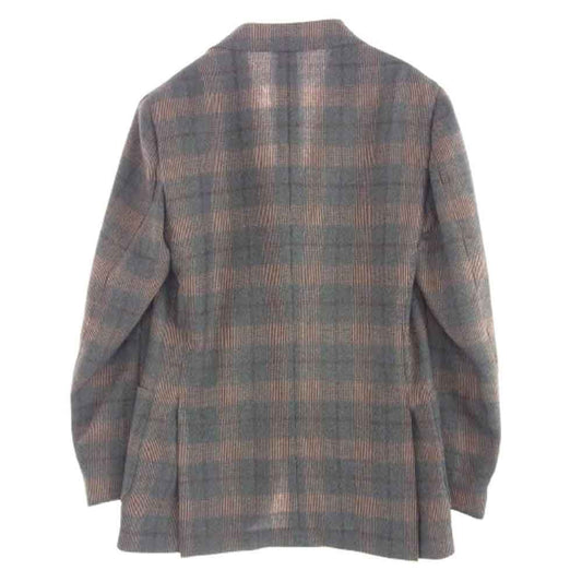 LARDINI ラルディーニ JK807 イタリア製 ブートニエール付き チェック テーラード ジャケット サイズ44 ブラウン系 44【極上美品】【中古】