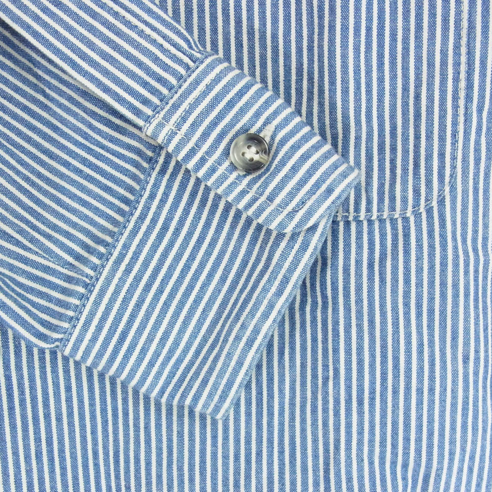 A.P.C. アーペーセー 24204-1-75131 ヒッコリーストライプ 長袖 オープンカラー シャツ ブルー系 M【中古】