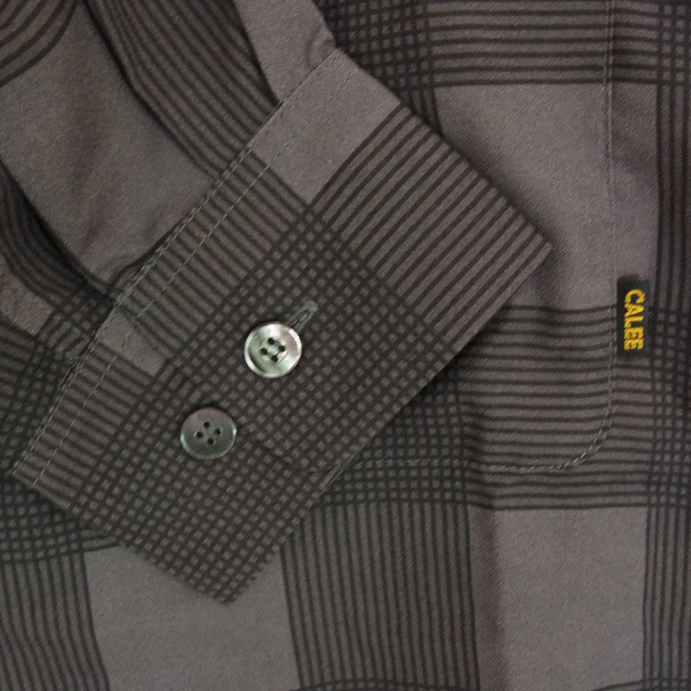 CALEE キャリー RAYON CHECK OPEN COLLAR LS SH レーヨン チェック オープンカラー 長袖 シャツ チャコール系 XL【中古】