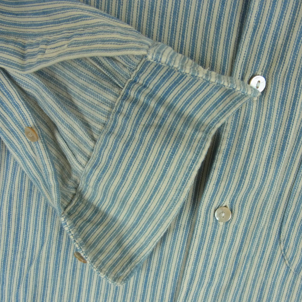 ORGUEIL オルゲイユ OR-5002B Windsor CollarShirt ウィンザー カラー ストライプ コットン 長袖 シャツ ライトブルー系 オフホワイト系 36【中古】