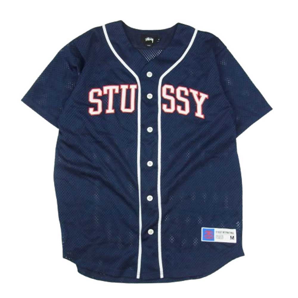 STUSSY ステューシー アーチロゴ メッシュ ベースボールシャツ 