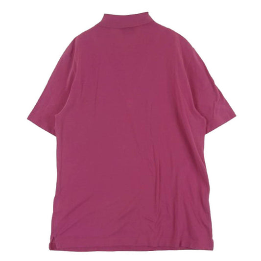 HERMES エルメス Hロゴ刺繍 ポケット 半袖 ポロシャツ コットン ポロ シャツ イタリア製 ピンク系 L【中古】