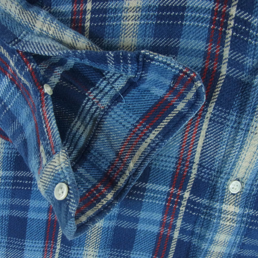 uniform experiment ユニフォームエクスペリメント UE-156057 バックロゴ チェック ネルシャツ 長袖 シャツ ブルー系 4【中古】