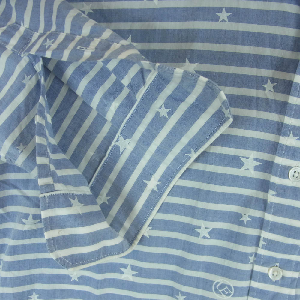 uniform experiment ユニフォームエクスペリメント UE-120023 ボーダー スター ボタンダウン シャツ 長袖 ライトブルー系 ホワイト系 3【中古】