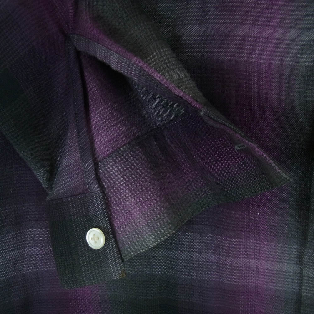 WACKO MARIA ワコマリア 10AW 10AW-SHI-08 ロゴ 刺繍 レーヨン 長袖 チェック シャツ パープル系 ブラック系 グレー系 L【中古】