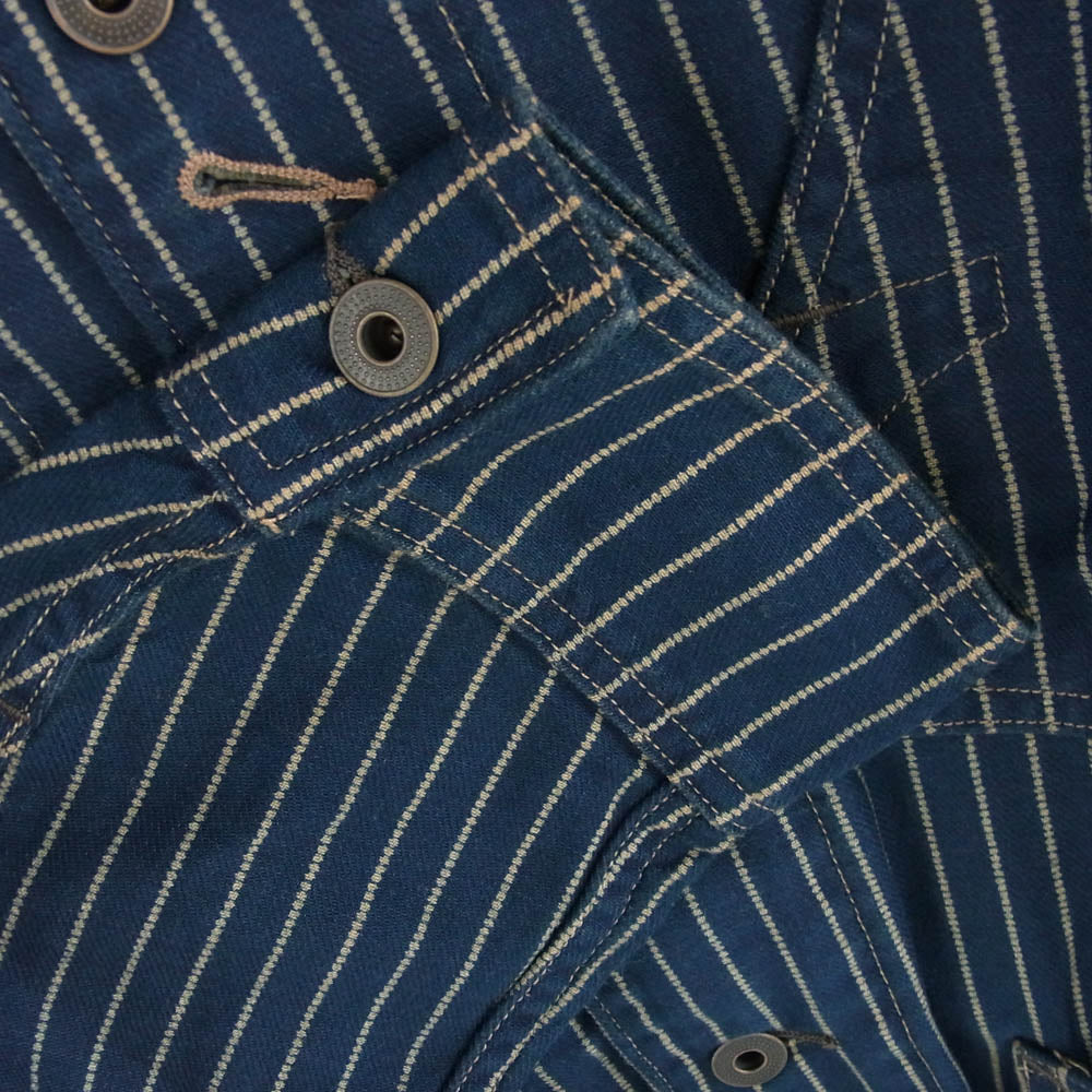 RRL ダブルアールエル 782959692001 MNRROTW16020169410 インディゴ ドット ストライプ ツイル ジャケット ネイビー系 L【極上美品】【中古】