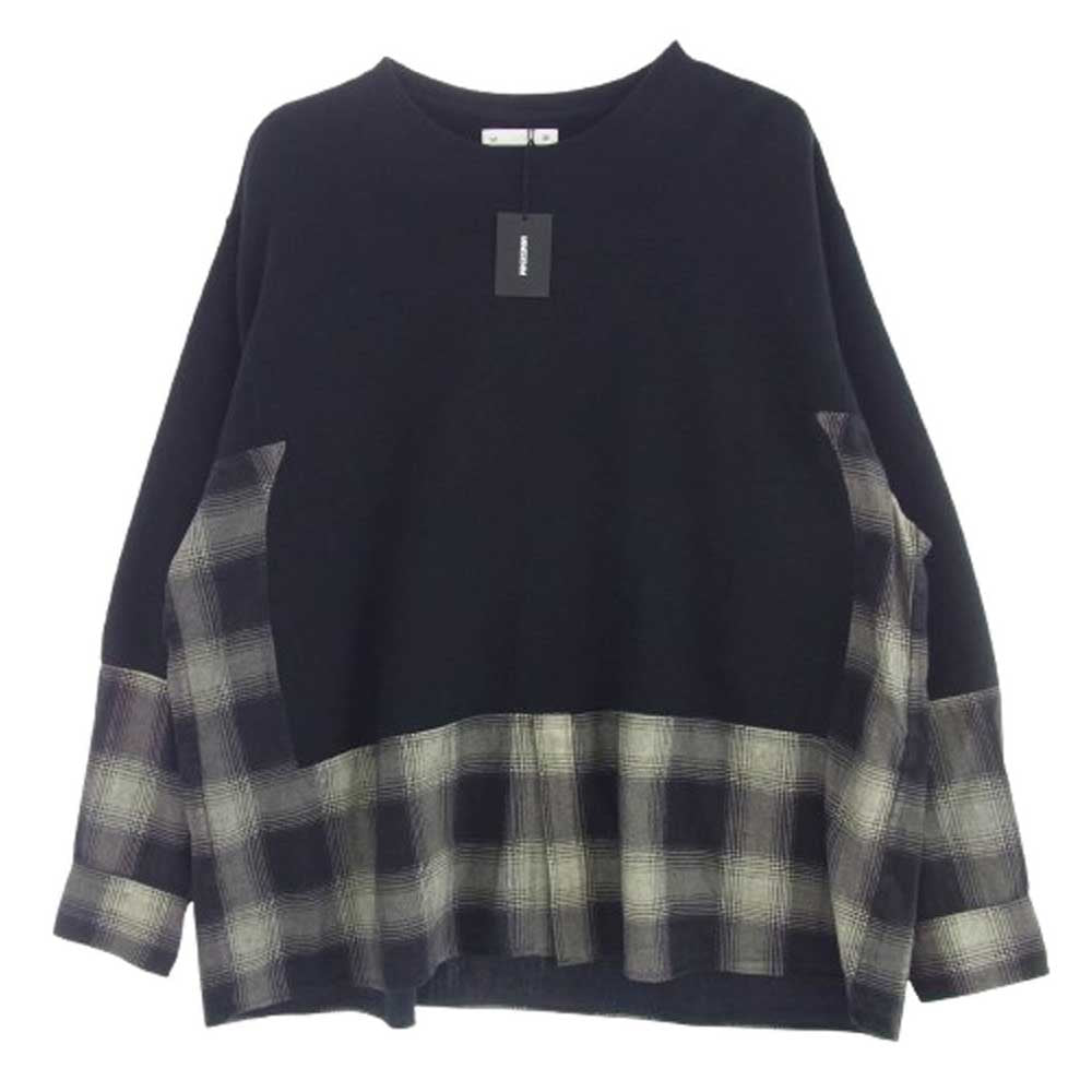 MINEDENIM マインデニム 21AW MND-21AWOP003-17-022 × OLD PARK オールドパーク Denim Shirt Crew neck デニムチェックシャツ切替 クルーネック スウェット ブラック系【新古品】【未使用】【中古】 MINEDENIM マインデニム OLD PARK オールドパーク 21AW MND-21AWOP003