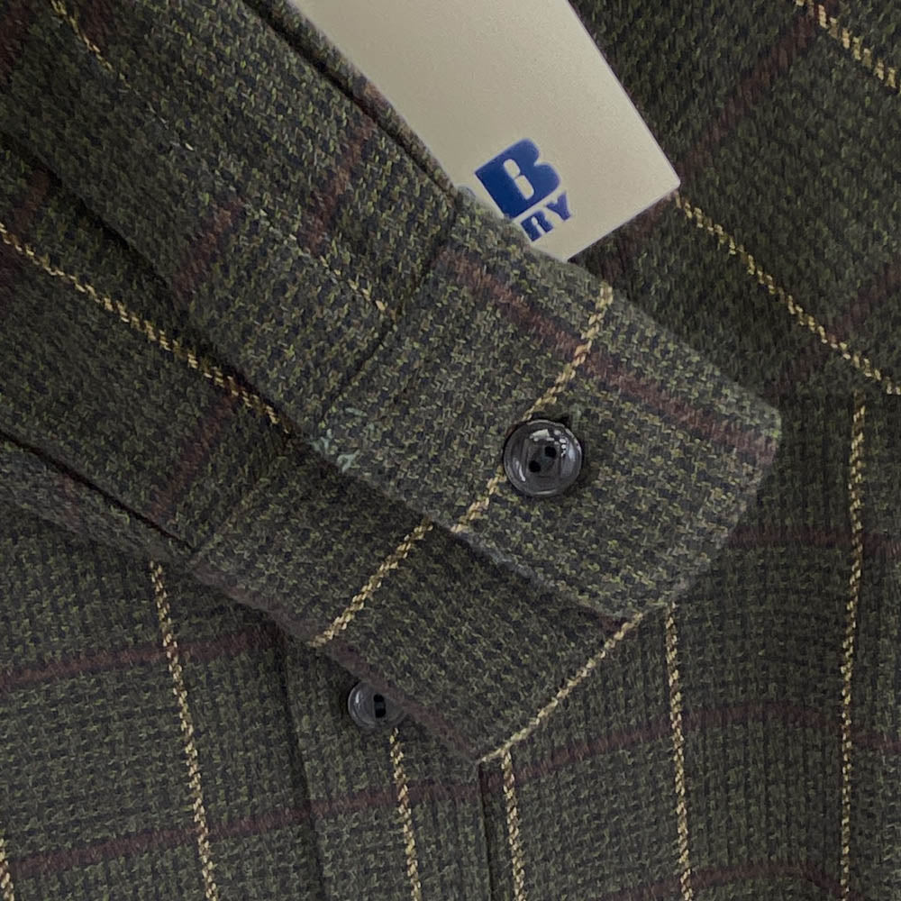 FOB ファクトリー F3504 NEL WORK SHIRT ネル ワーク シャツ グリーン系 S【新古品】【未使用】【中古】