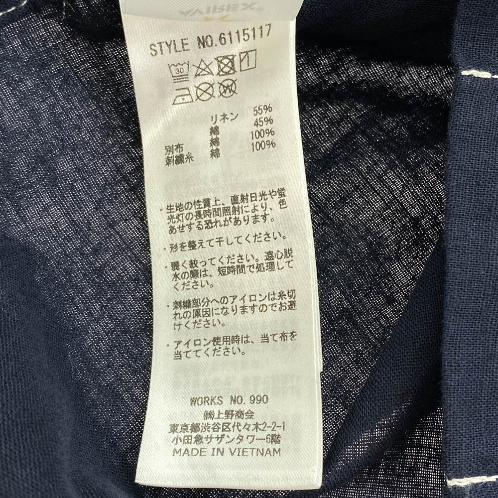 AVIREX アヴィレックス LINEN COTTON TYPE M-43 SHIRT サープラス コットンリネン 半袖 シャツ ネイビー系 M【中古】