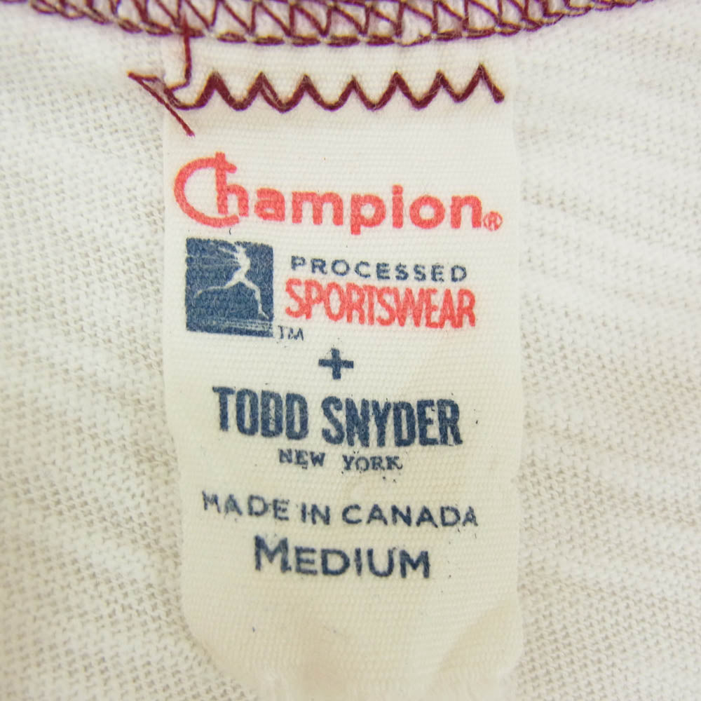 Champion チャンピオン TODD SNYDER トッド・スナイダー カナダ製 ランタグ 復刻 半袖 Tシャツ ホワイト系 M【中古】