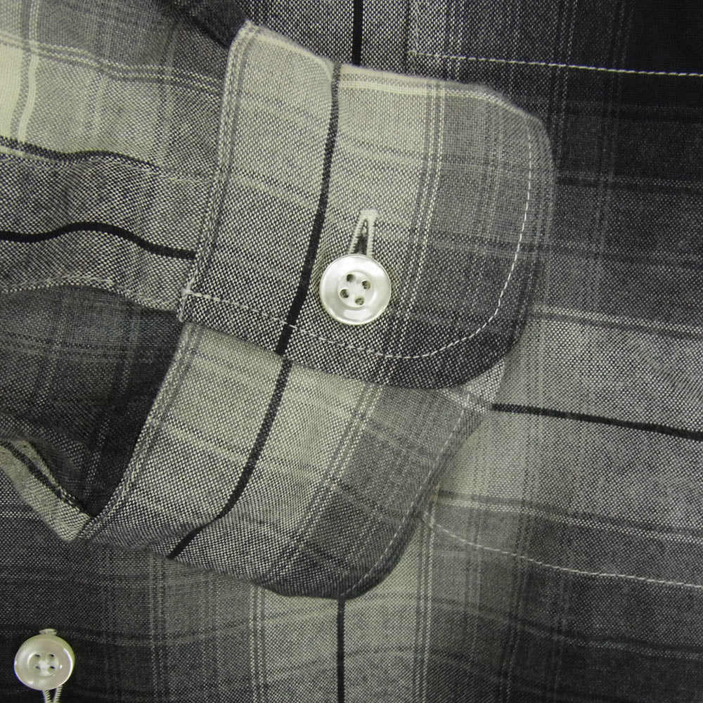 WACKO MARIA ワコマリア 23AW 23FW-WMS-OC01 OMBRE CHECK OPEN COLLAR SHIRT L/S TYPE-1 オンブレチェック レーヨン オープンカラー 長袖シャツ ブラック系 M【中古】