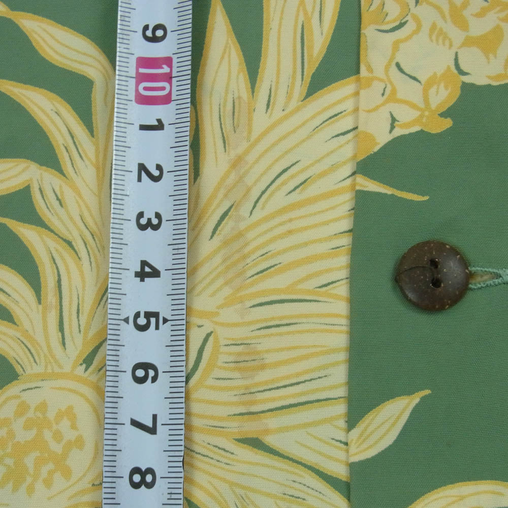 SUN SURF サンサーフ M32857 パイナップル ハワイアン アロハ シャツ 半袖 グリーン系 L【中古】