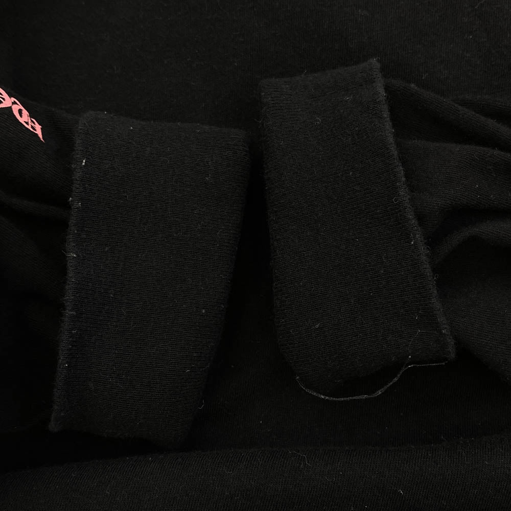 CHROME HEARTS クロムハーツ(原本無) FUCK YOU USA STRIPE LOGO L/S TEE 英字プリント ファックユー ネオン ストライプロゴ クルーネック 長袖 Tシャツ ブラック系 M【中古】