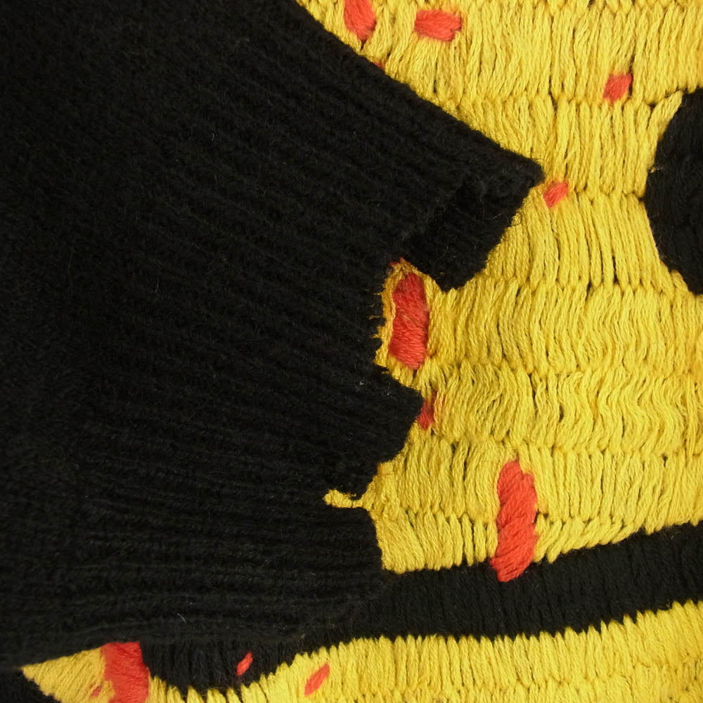 SAINT MICHAEL セントマイケル 24AW SM-YS1-0000-C07 CP_CREW KNT SMILE スマイル ダメージ加工 プルオーバー ニット ブラック系 L【極上美品】【中古】