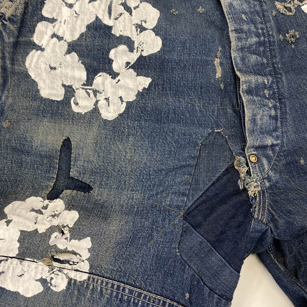 SAINT MICHAEL セントマイケル 24AW SM-YS1-0000-C52 DENIM TEARS DT_OVER ALL WREATH 綿花 デニム オーバーオール インディゴブルー系 S【極上美品】【中古】