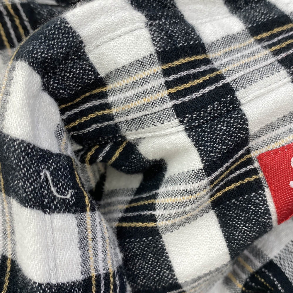 Supreme シュプリーム 17SS Checker Plaid Flannel Shirt プレイドチェック フランネル 長袖 シャツ ホワイト系 ブラック系 M【中古】