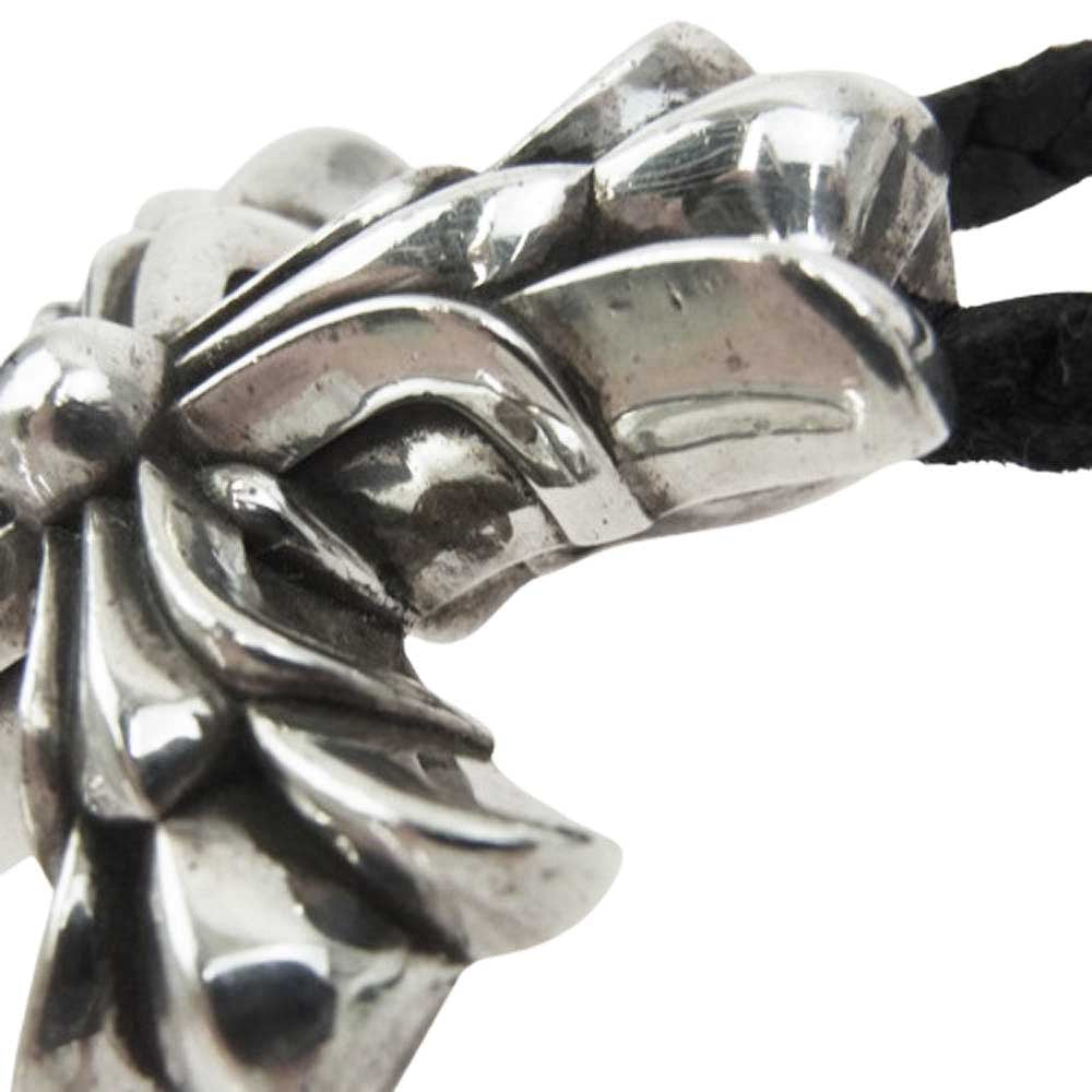 CHROME HEARTS クロムハーツ(原本無) DBL CH CRS LRG ラージダブルCHクロス スパイク レザーブレード レースストッパー ネックレス シルバー系【中古】