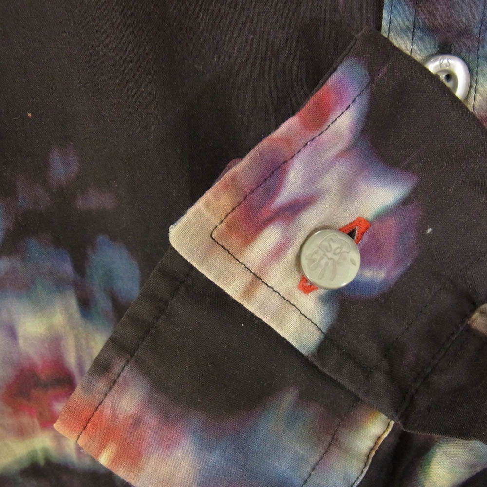 Paul Smith ポール・スミス 223608 総柄 薔薇 ローズ 長袖 レギュラーカラー シャツ ブルー ブラック系 M【中古】