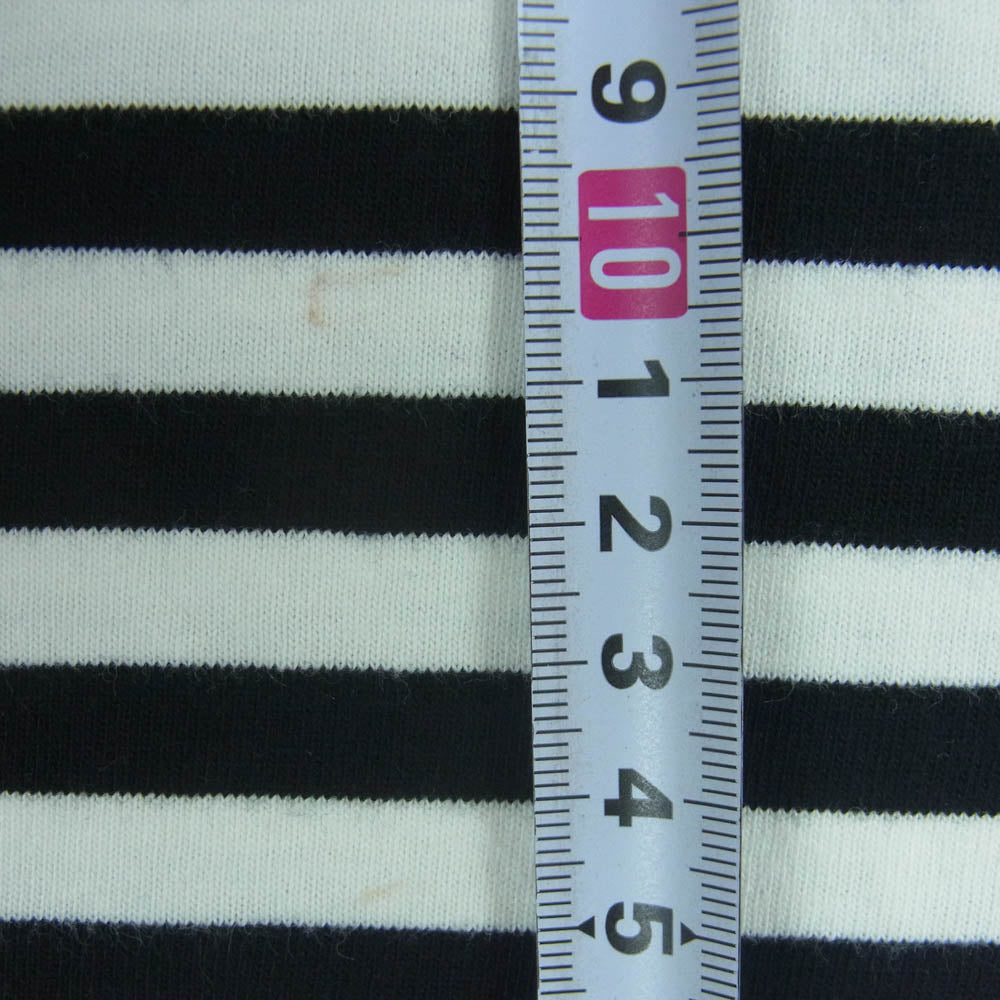 A BATHING APE アベイシングエイプ AAPE ラバー 猿 ワッペン付 ボーダー 半袖 Tシャツ ブラック系 ホワイト系 M4【中古】