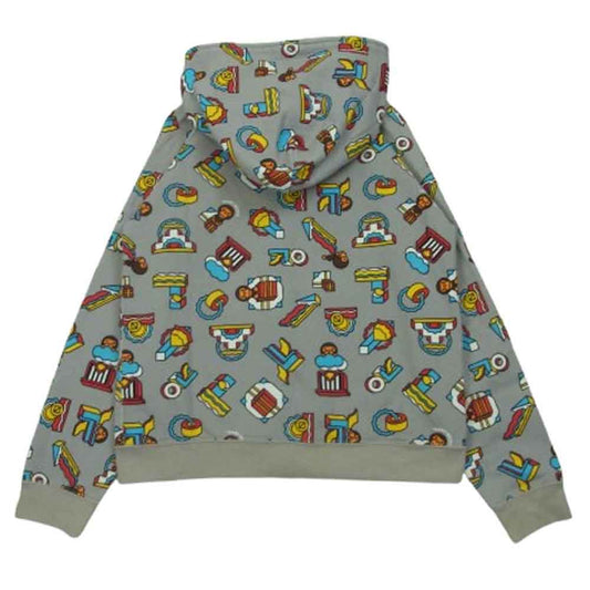 A BATHING APE アベイシングエイプ 青山限定 BABY MILO 総柄 フルジップ スウェット パーカー グレー系 S5【中古】