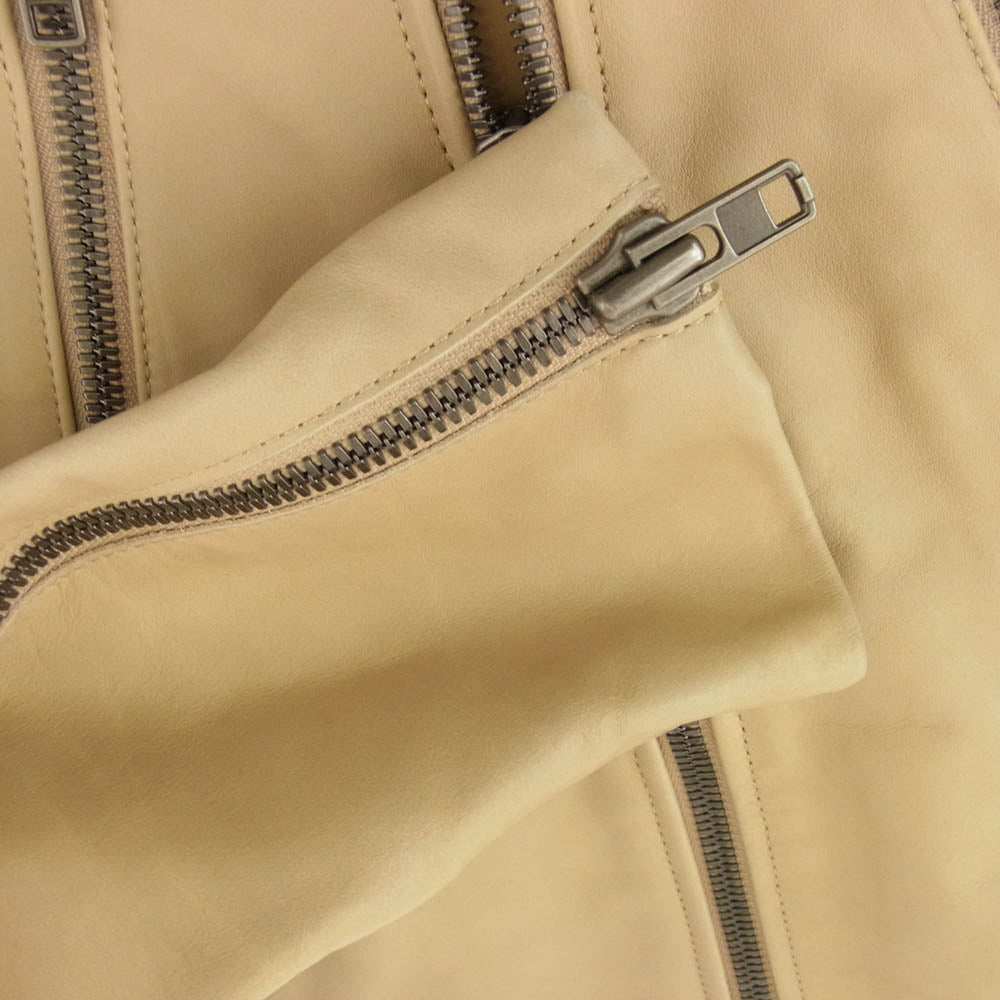 MAISON MARTIN MARGIELA メゾンマルタンマルジェラ 09AW 30AM107 ここのえタグ イタリア製 14ライン ハの字ジップ ライダース 八の字 カウレザー ジャケット ベージュ系 46【極上美品】【中古】