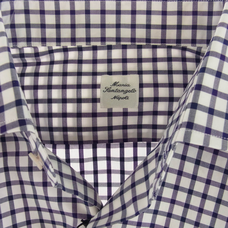 マリアサンタンジェロ 長袖シャツ コットン パープル チェック柄