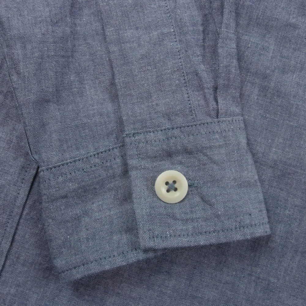 MARGARET HOWELL マーガレットハウエル 596-4150509 MHL. FADED COTTON SHIRTING SHIRT スタンドカラー バンドカラー 長袖 シャツ インディゴブルー系 S【美品】【中古】