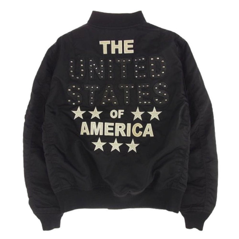 【美品】AVIREX MA-１フライトジャケット　アーチロゴ　ブラック　メンズL ☆AVIREX アヴィレックス MA-1 フライトジャケット 黒 アーチロゴ