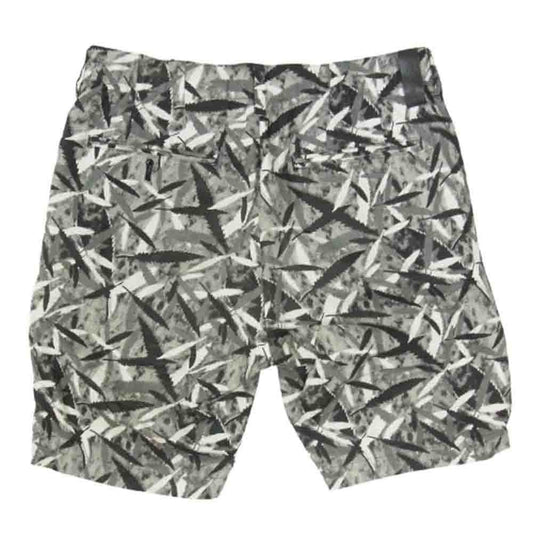 ISAMUKATAYAMA BACKLASH イサムカタヤマバックラッシュ 1514-01 リネン レザー切り替え リーフ 総柄 ショーツ ハーフ ショート パンツ ブラック系 S【中古】