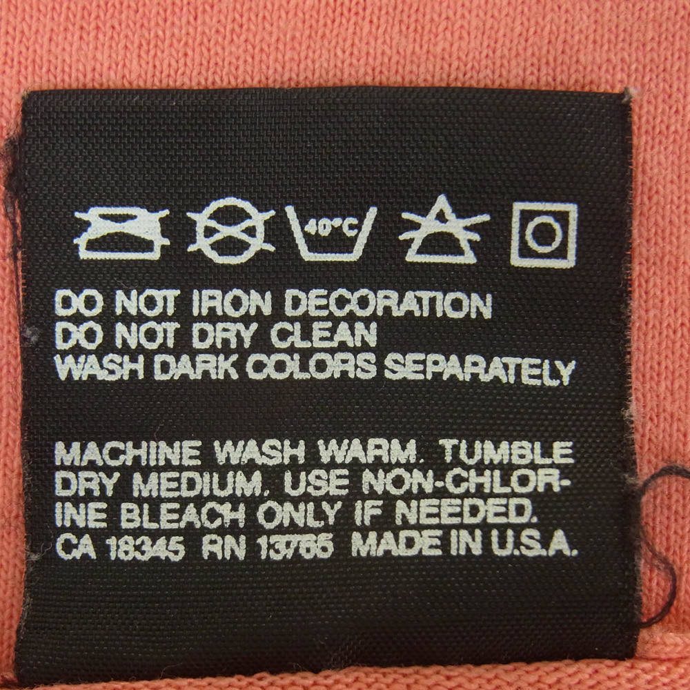 ヴィンテージ 90s USA製 FRUIT OF THE LOOM 黒タグ プリント 半袖 Tシャツ オレンジ系 コーラル系 XL【中古】