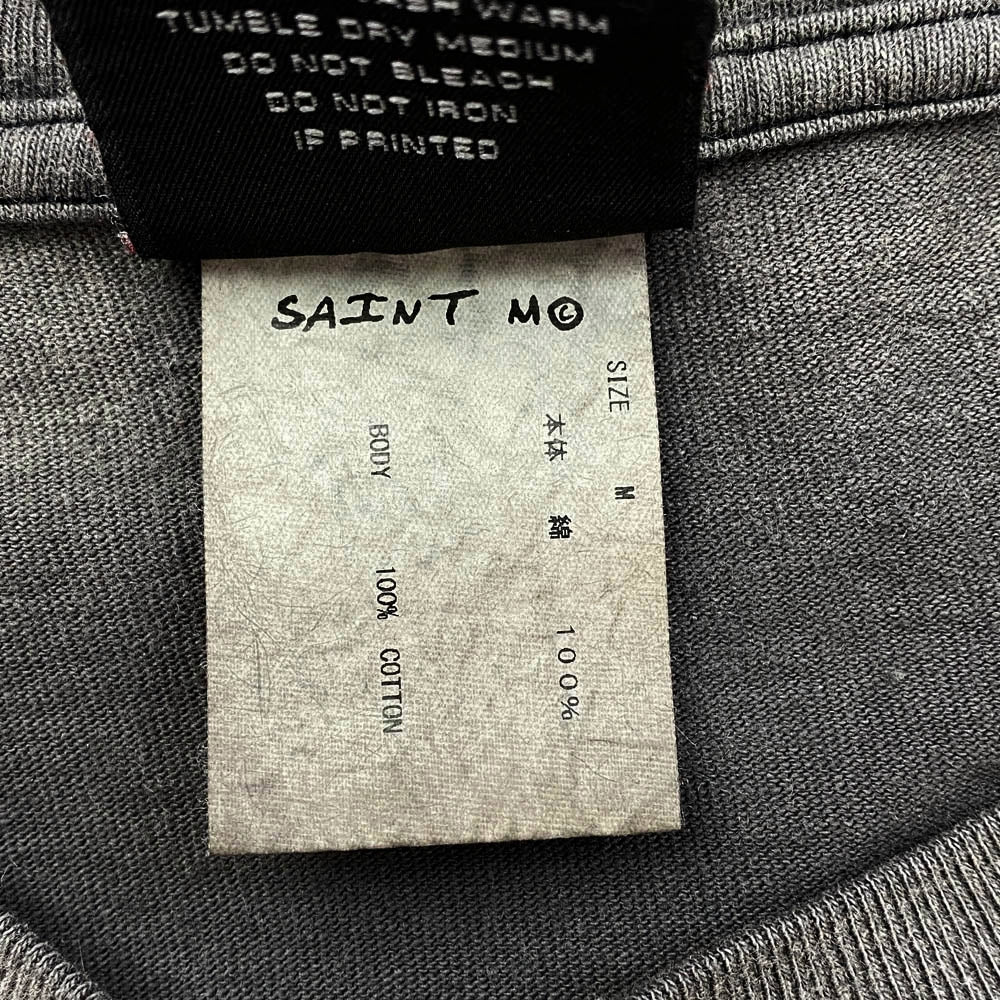 SAINT MICHAEL セントマイケル 23SS SM-S23-0000-008 MIGHTY DEVILS マイティー デビルズ ヴィンテージ加工 プリント 半袖 Tシャツ グレー系 M【中古】