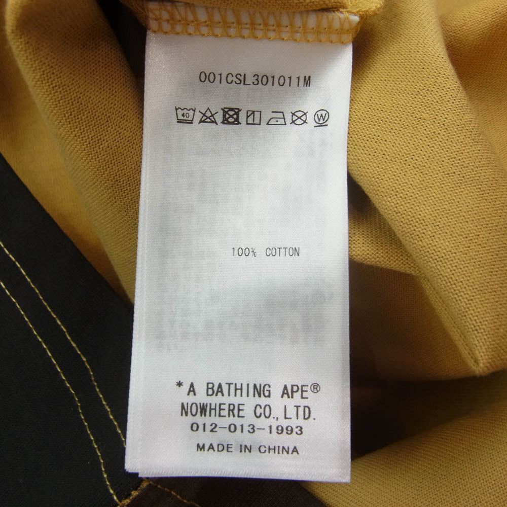 A BATHING APE アベイシングエイプ 1L30109011 GIANT 1ST CAMO SHARK TEE ジャイアント ファースト カモフラ 迷彩柄 シャーク 半袖 T シャツ イエロー系 M【新古品】【未使用】【中古】