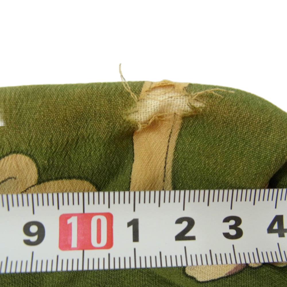 ドライボーンズ 歌川国芳 浮世絵 相馬の古内裏 総柄 骸骨 がしゃどくろ スカル オープンカラー レーヨン 半袖 シャツ グリーン系 M【中古】