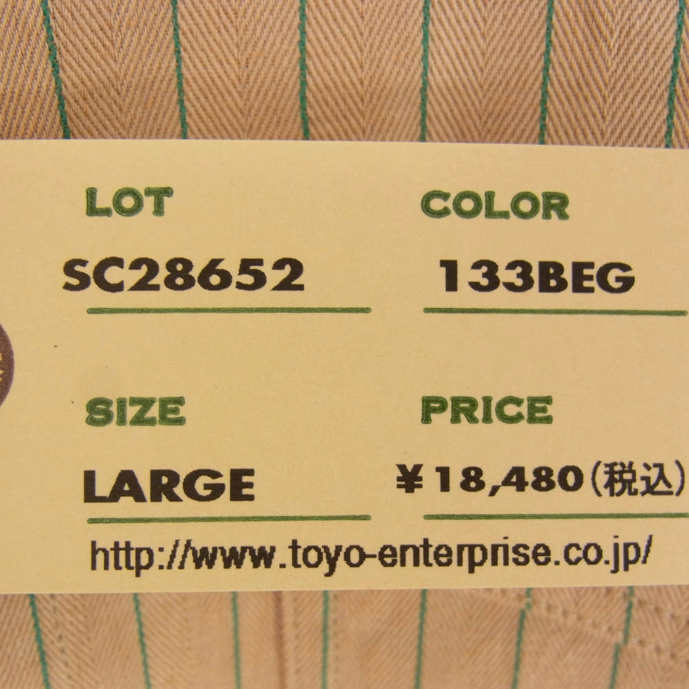 SUGAR CANE シュガーケーン SC28652 COKE STRIPE WORK SHIRT コーク ストライプ ワーク シャツ 長袖シャツ ベージュ系 L【新古品】【未使用】【中古】