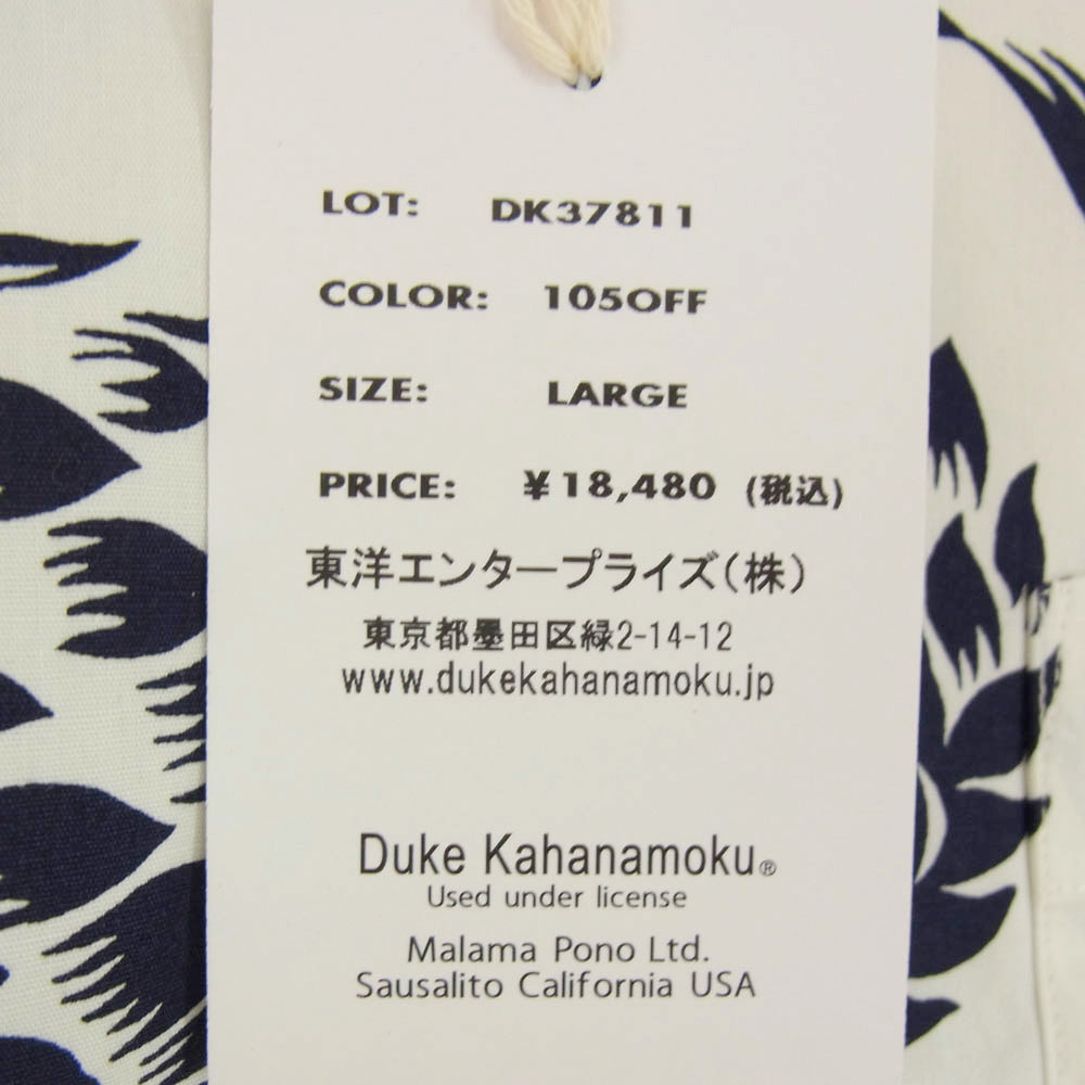 SUN SURF サンサーフ DK37811 DUKE KAHANAMOKU デューク カハナモク COTTON HAWAIIAN SHIRT DUKE'S PINEAPPLE デュークス・パイナップル アロハ シャツ ホワイト系 L【新古品】【未使用】【中古】