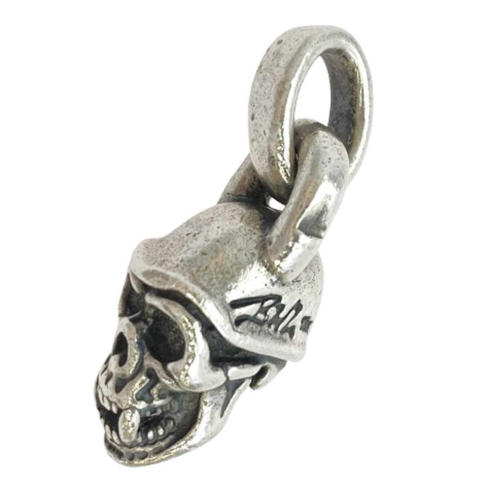 BILL WALL LEATHER ビルウォールレザー SKULL WITH HELMET & FANGS スカル w/ ヘルメット ファング ペンダントトップ シルバー系【中古】