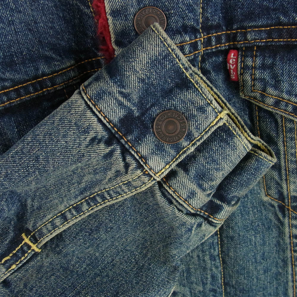 Levi's リーバイス Picnic Sherpa Denim Trucker Jacket シェルパ トラッカージャケット デニムジャケット バッファローチェックボア インディゴブルー系 L【中古】