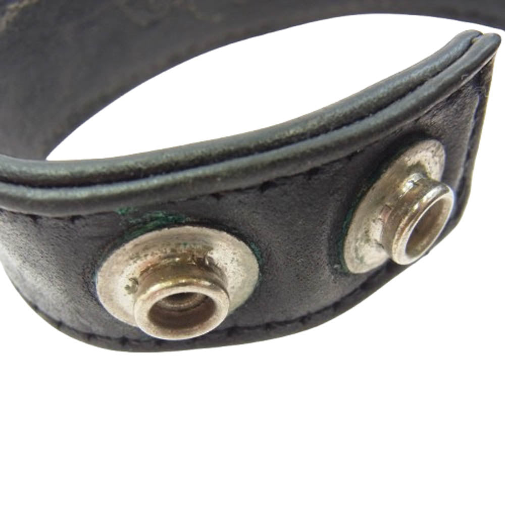CHROME HEARTS クロムハーツ(原本無) 3BTN 2SNP クロスボール 3ボタン2スナップ レザー ブレスレット ブラック系 シルバー系【中古】