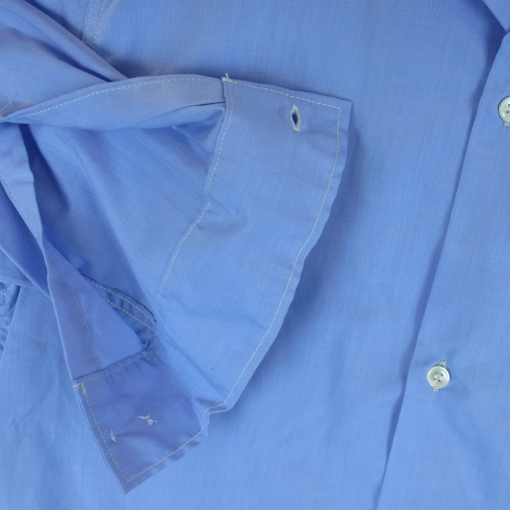ワーカーズ Open Collar Shirt Broadcloth オープンカラー 長袖 シャツ コットン 日本製 ブルー系 15【中古】