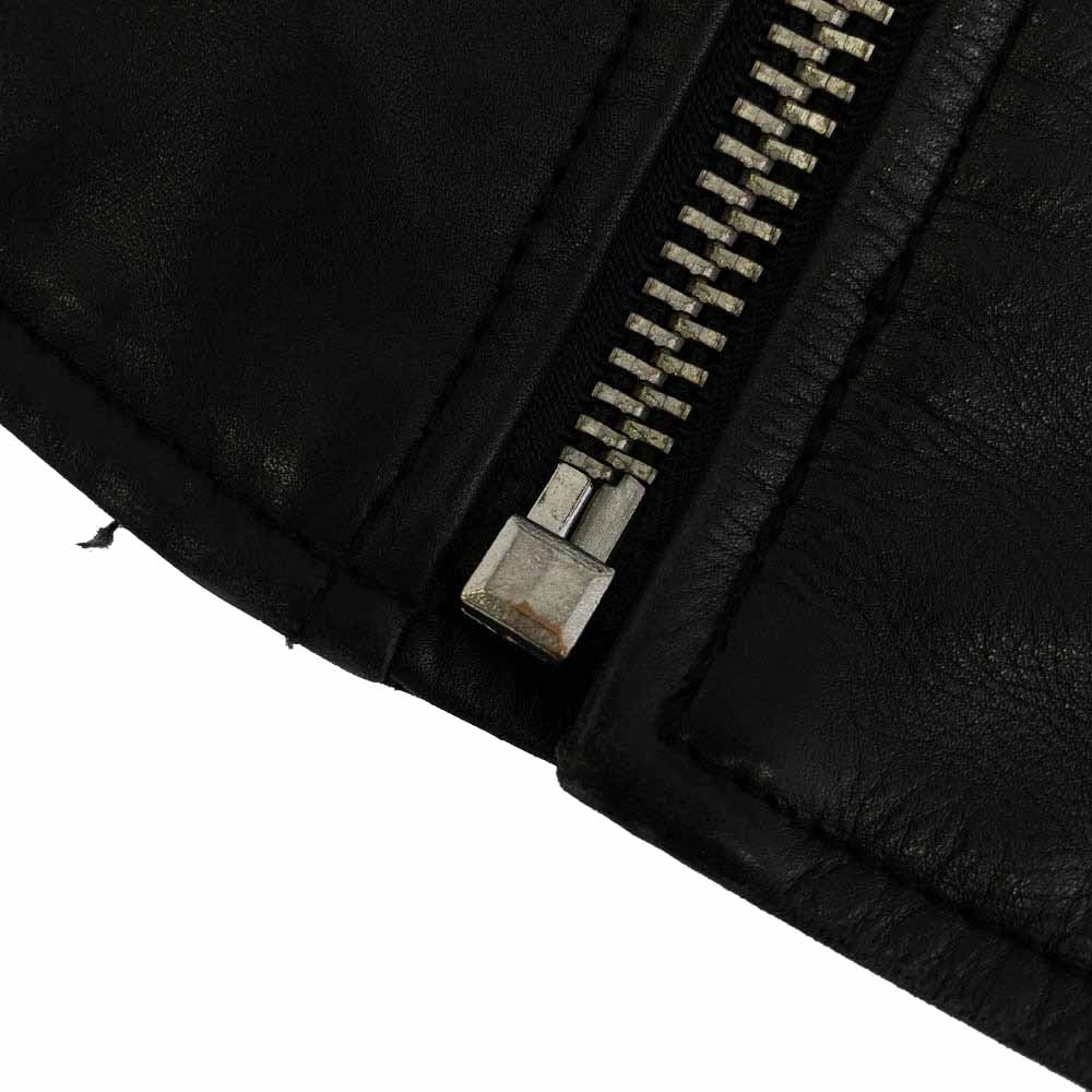 ブラックデニム サイドベルト ダブル ライダース レザー ジャケット ブラック系 S【中古】