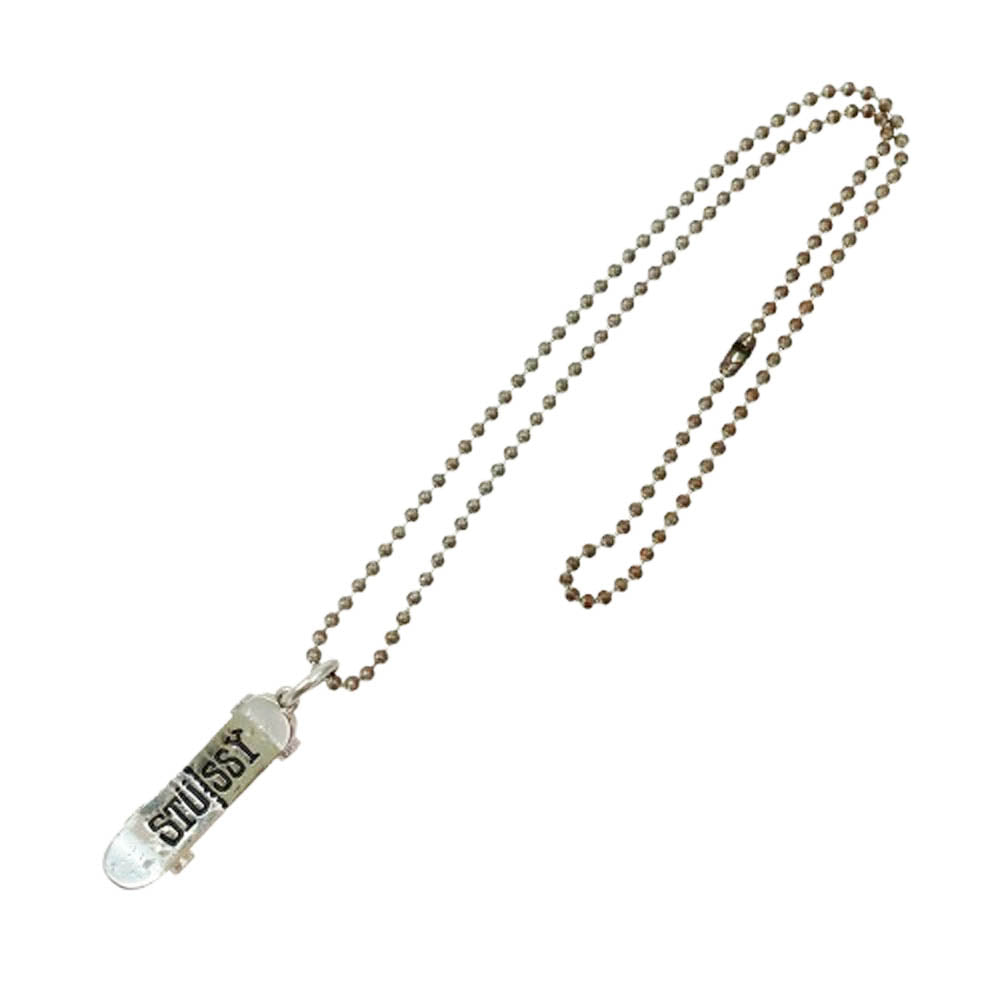 STUSSY ステューシー スケート ボード ネックレス シルバー系【中古