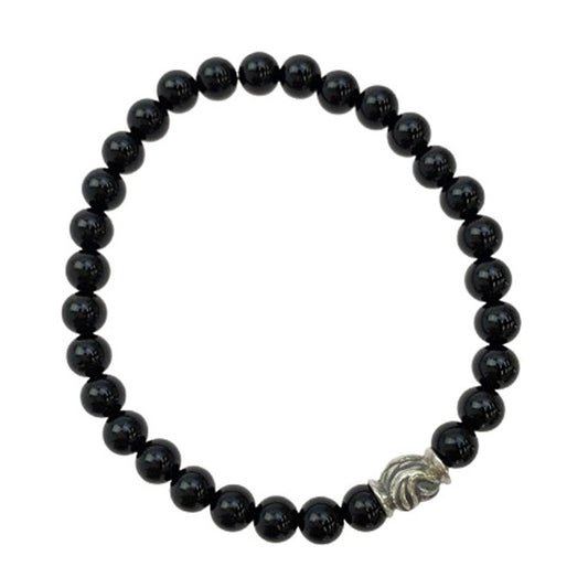 LONE ONES ロンワンズ MESB-0001S-SO-M 販売証明書カード付 ホークビードS オニキス ストーン ビーズ ブレスレット ブラック系【美品】【中古】