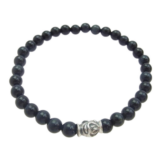 LONE ONES ロンワンズ MFSB-0001S-BTE-M 販売証明書カード付 イーグルビードS ブルータイガーアイ ビーズ ブレスレット ブラック系【美品】【中古】