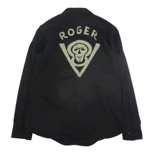 FREEWHEELERS フリーホイーラーズ 2433004 ROGER 8 Gemsa COTTON HARD TWIST KERSEY JET BLACK 1930s STYLE プリント 長袖 ワーク シャツ ブラック系 16【中古】