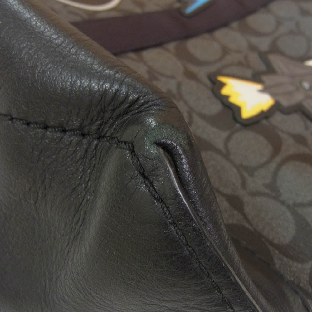 COACH コーチ F29045 スペース パッチ PVCコーティング トートバッグ ブラック系【中古】