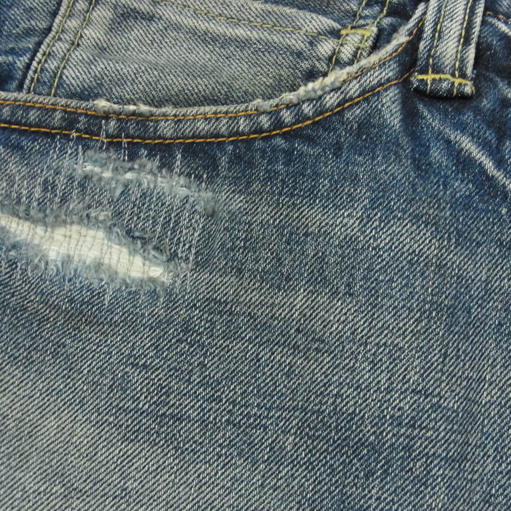 SEQUEL シークエル 24AW SQ-24AW-PT-09 FRAGMENT DAMAGE DENIM PANTS フラグメント ダメージ バギー デニム パンツ インディゴブルー系 M【美品】【中古】